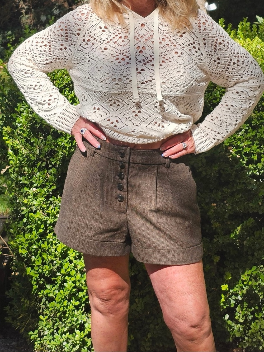 Christian Lacroix High-Waist Brown Button-Front Shorts